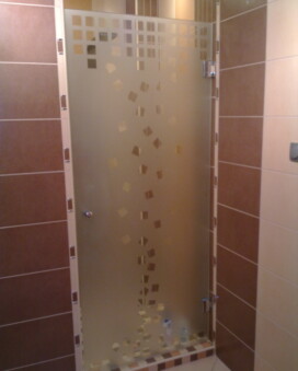 Egyedi mintás üveg zuhanykabin ajtó szerelés